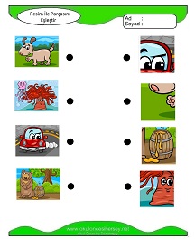 Resim ile Parçasını Eşleştir Çalışma Sayfaları